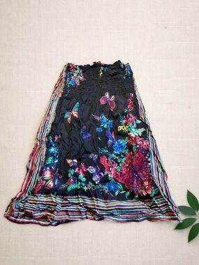 Strapless Floral Butterfly Dress – Boho Festival Style | Size M